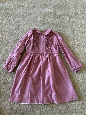 Olive Juice Girls' Red Ruffle-Front Long Sleeve Dress